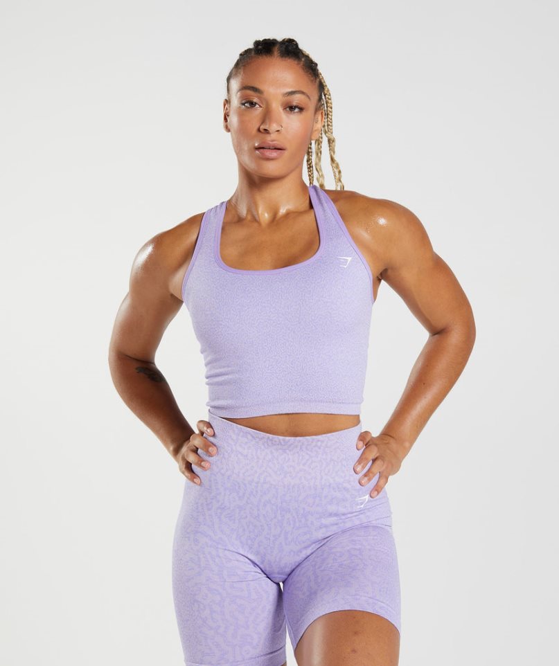 Podkoszulki Gymshark Adapt Animal Seamless Crop Damskie Fioletowe | PL 095RUJ